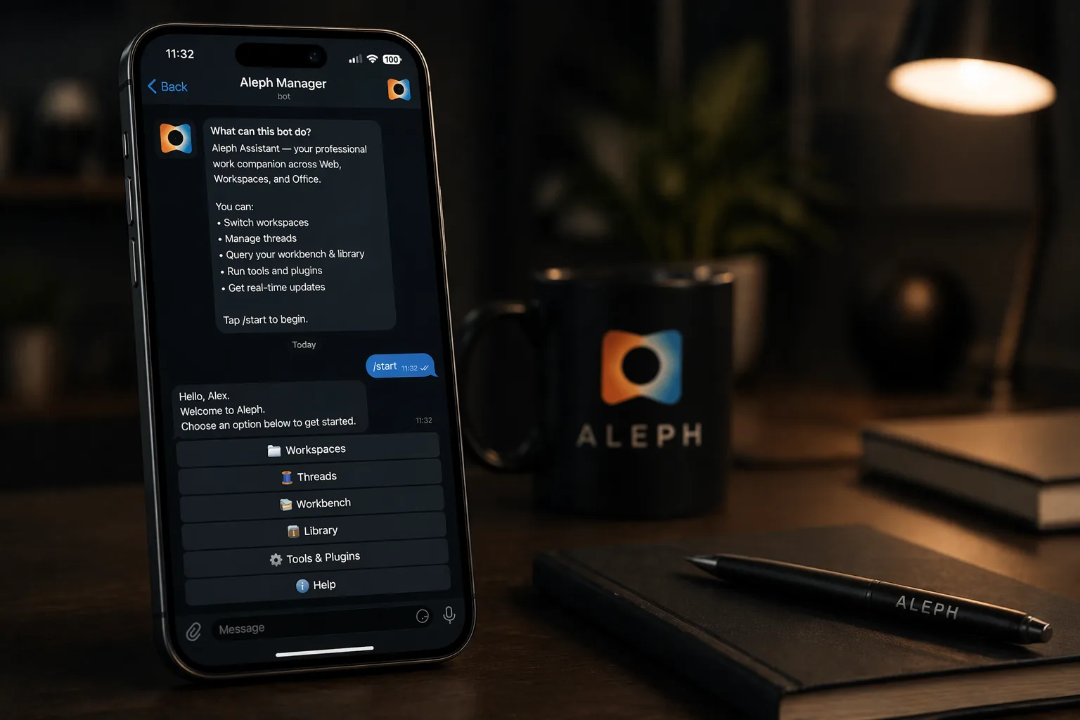 Aleph Assistant across the web and Telegram